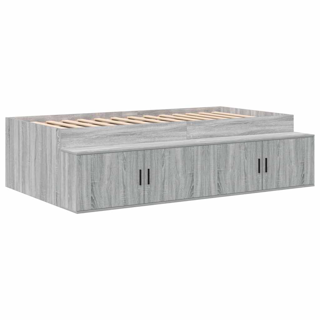 Storage Bed Frame with Drawer Grey sonoma 244 x 127 x 53.5 cm
