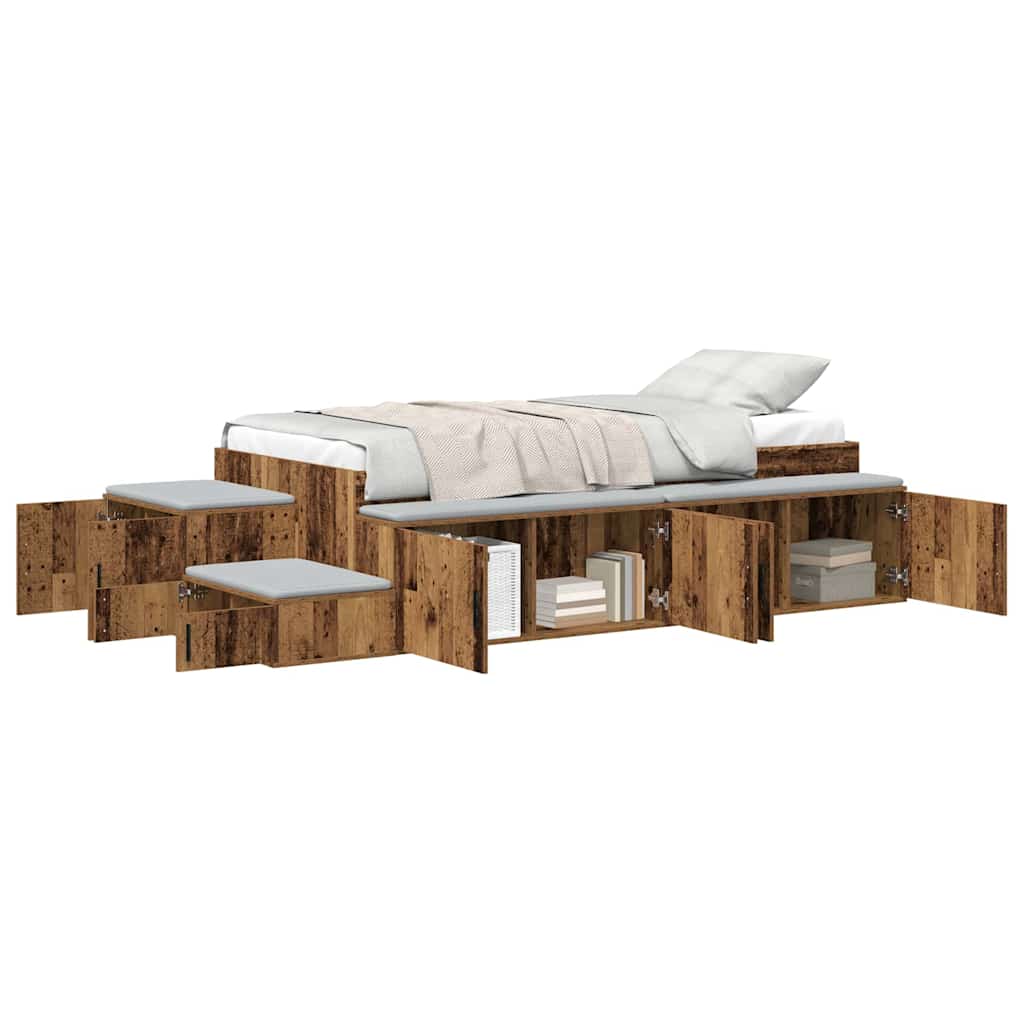 Storage Bed Frame Old wood 244 x 127 x 53.5 cm Engineered wood