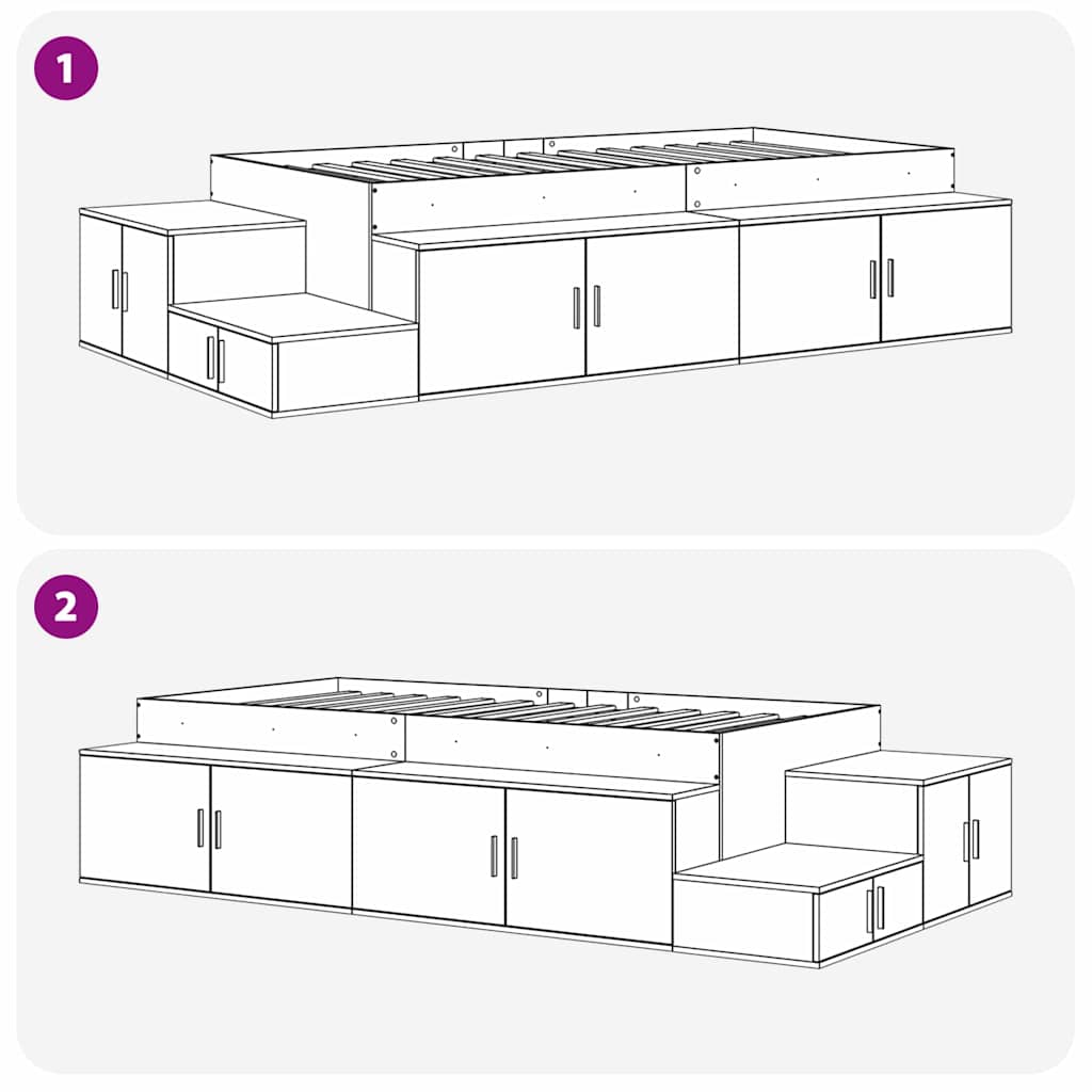 Storage Bed Frame White 244 x 118 x 53.5 cm Engineered wood