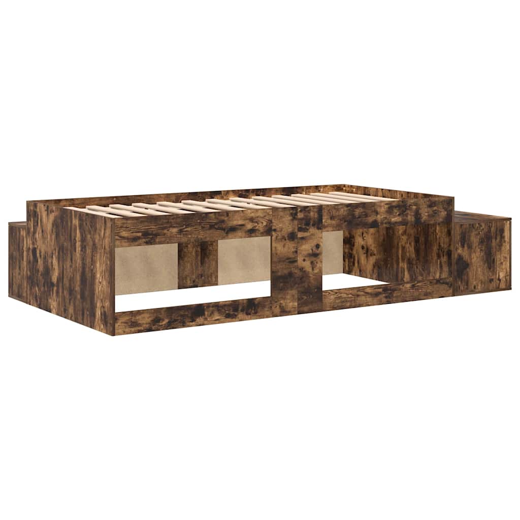 Storage Bed Frame with Drawer Smoked Oak 244 x 118 x 53.5 cm