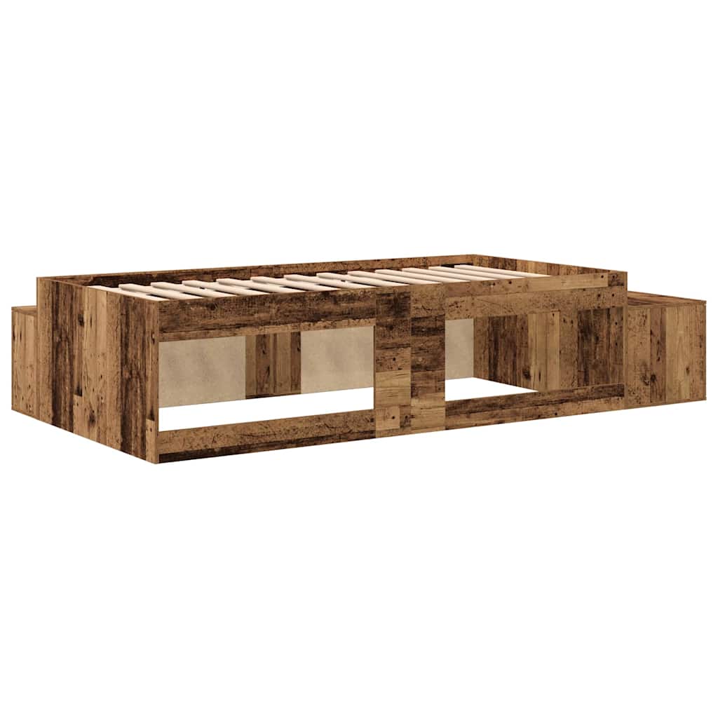 Storage Bed Frame Old wood 244 x 118 x 53.5 cm Engineered wood