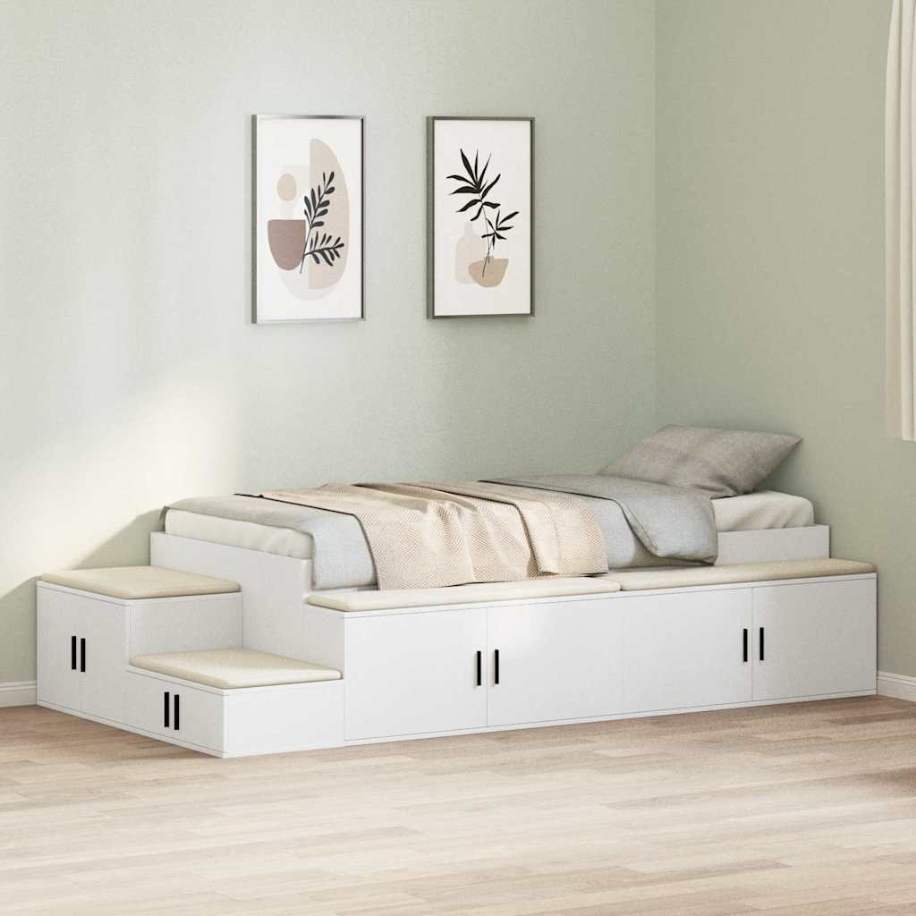 Storage Bed Frame White 244 x 127 x 53.5 cm Engineered wood