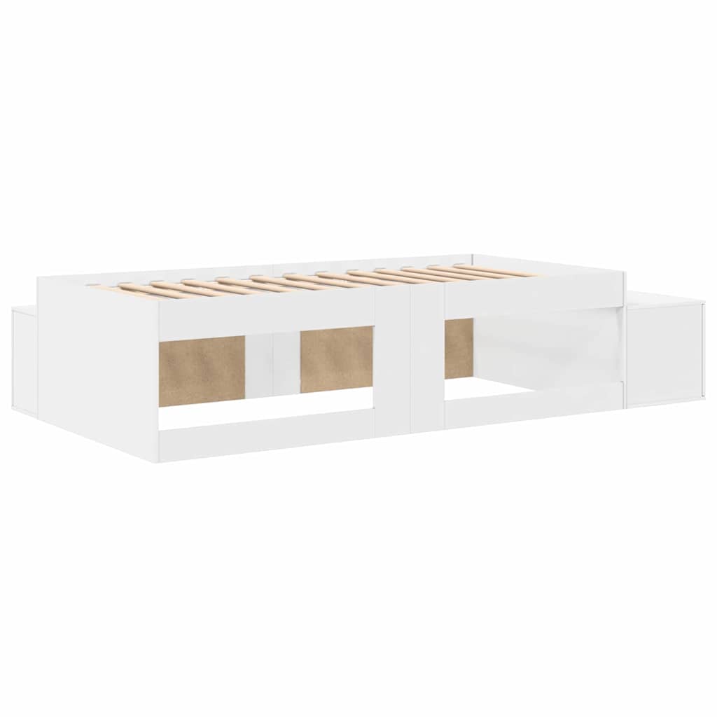 Storage Bed Frame White 244 x 127 x 53.5 cm Engineered wood