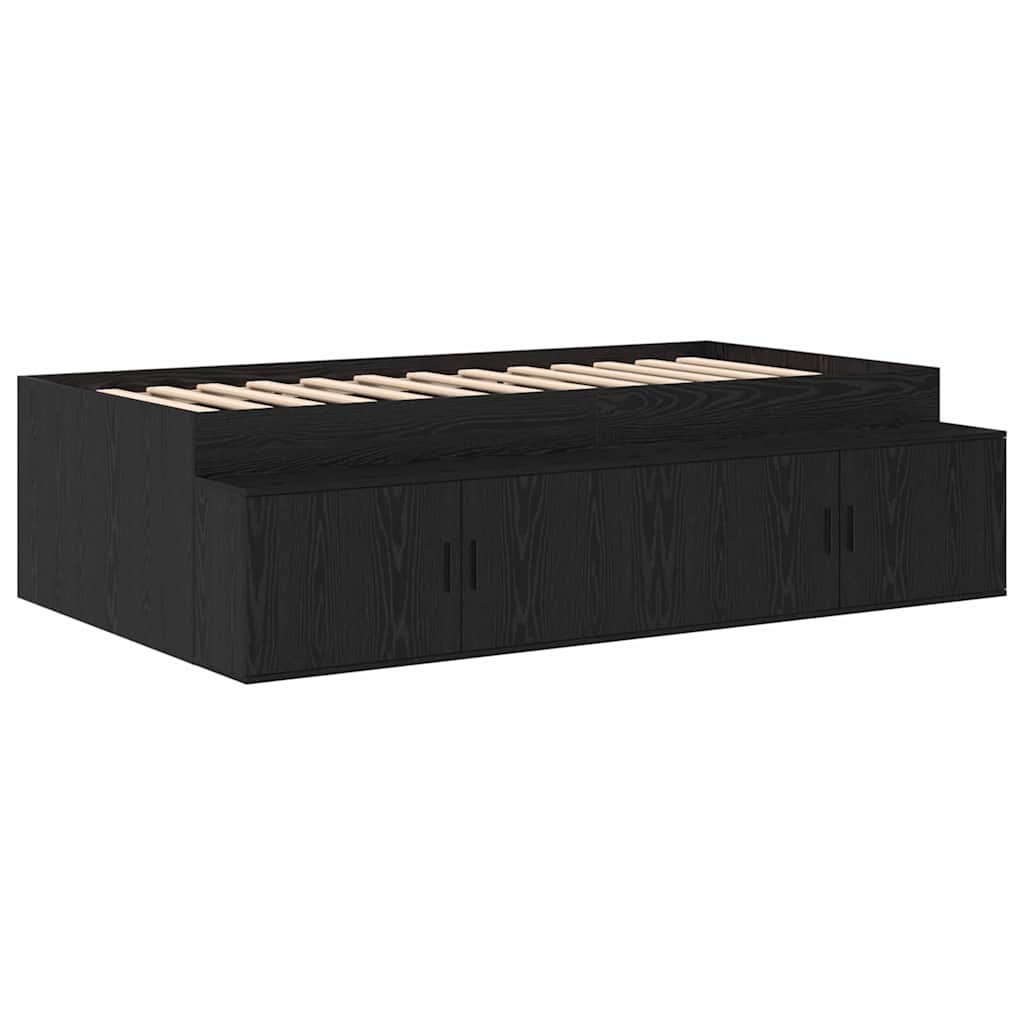 Storage Bed Frame Black oak 244 x 127 x 53.5 cm Engineered wood