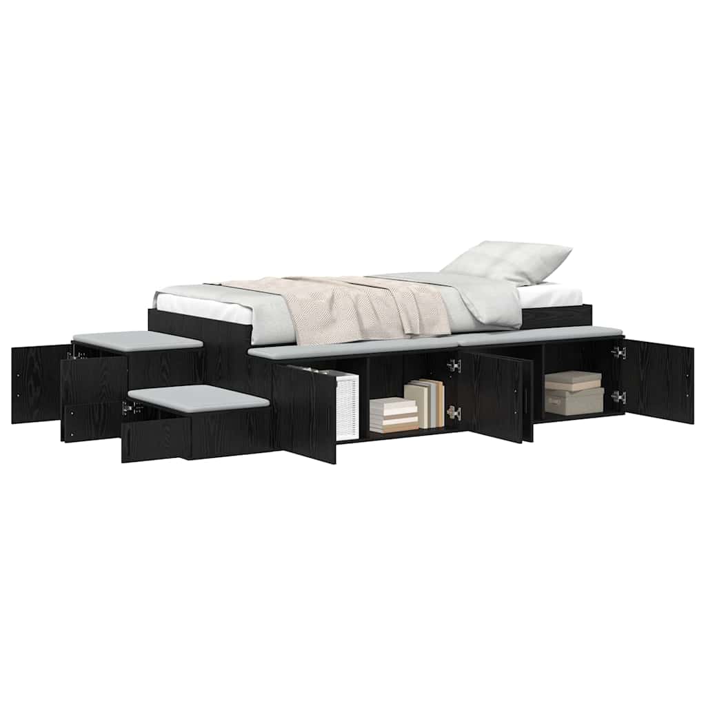 Storage Bed Frame Black oak 244 x 127 x 53.5 cm Engineered wood