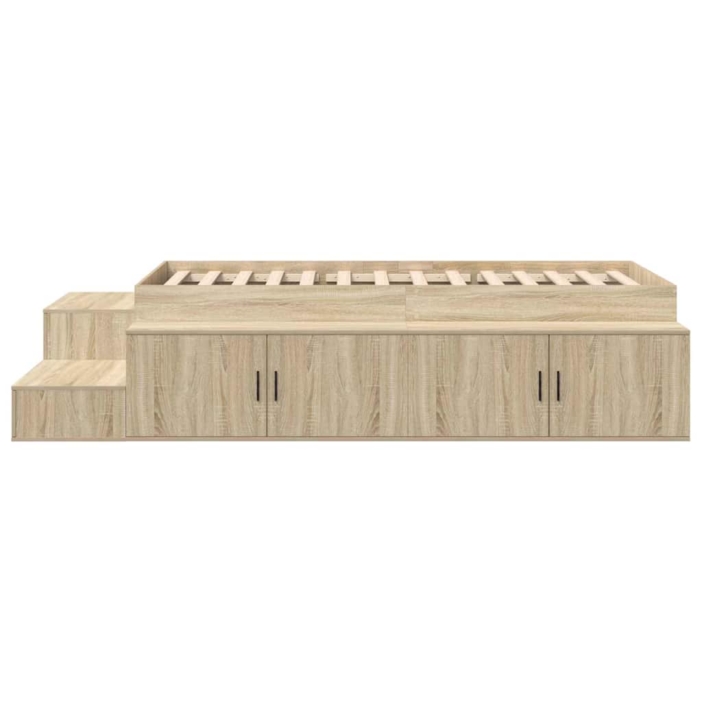 Storage Bed Frame with Drawer Sonoma Oak 244 x 127 x 53.5 cm