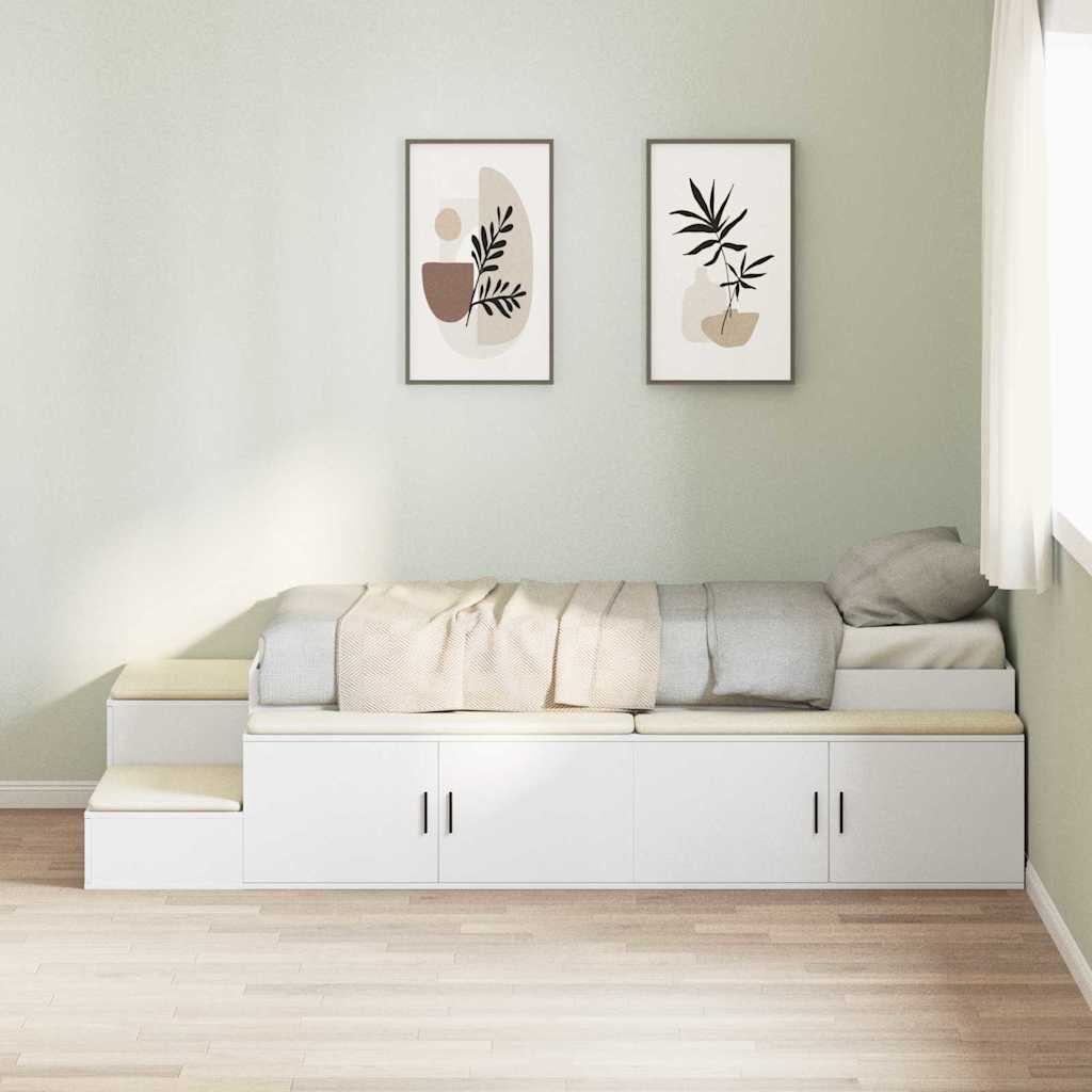 Storage Bed Frame White 234 x 118 x 53.5 cm Engineered wood
