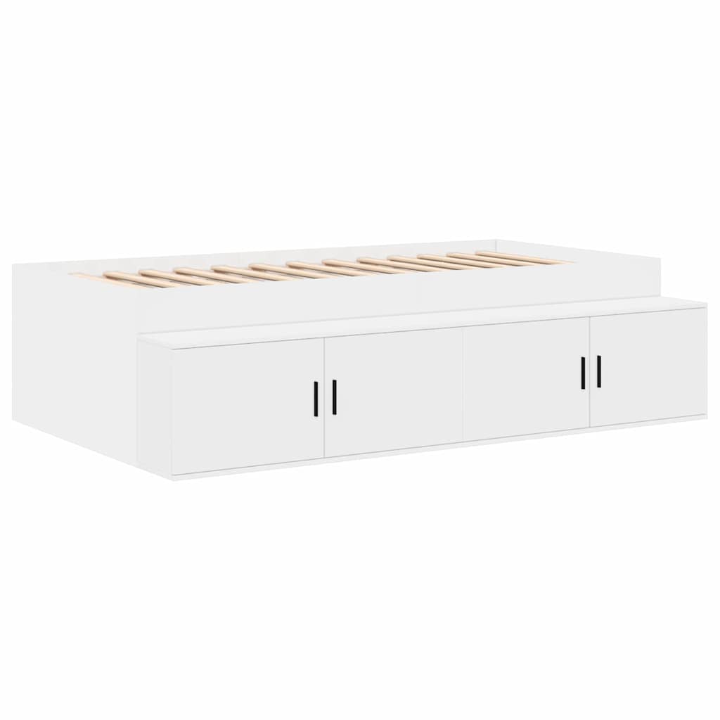 Storage Bed Frame White 234 x 118 x 53.5 cm Engineered wood