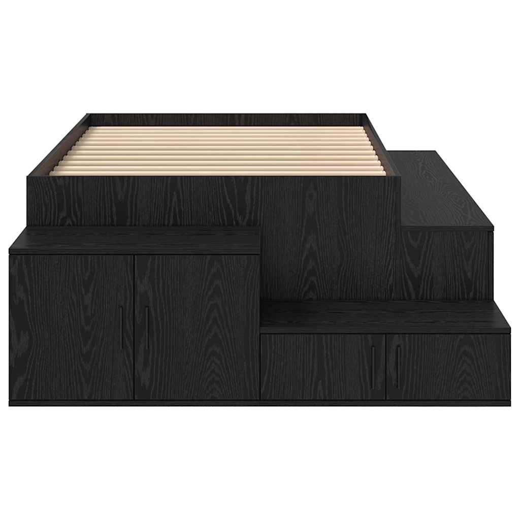 Storage Bed Frame Black oak 234 x 118 x 53.5 cm Engineered wood