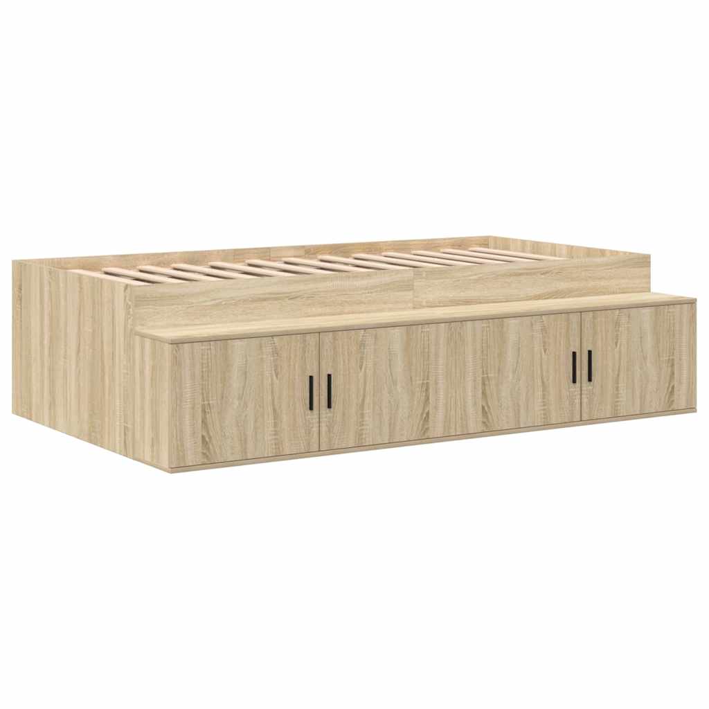 Storage Bed Frame with Drawer Sonoma Oak 234 x 118 x 53.5 cm
