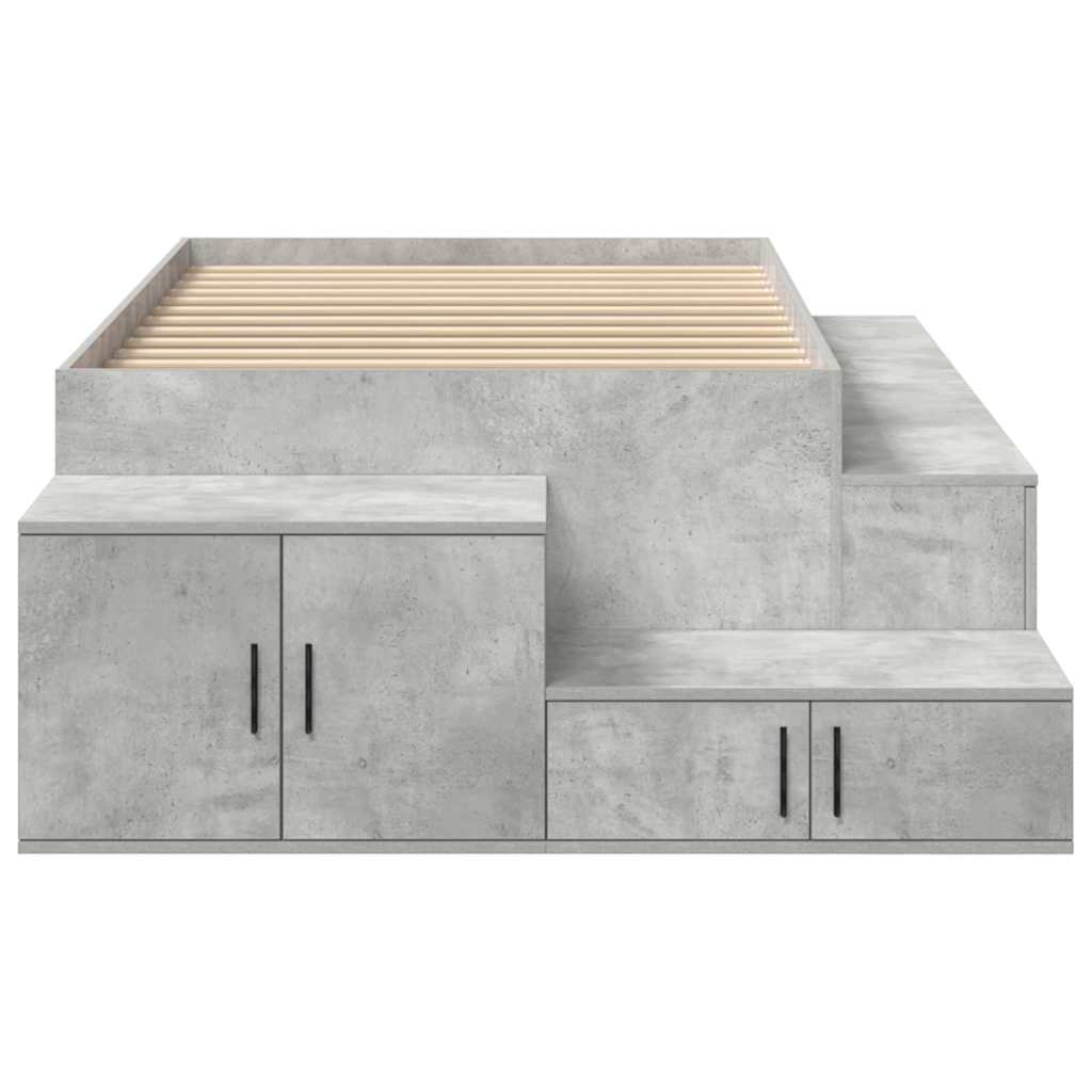 Storage Bed Frame with Drawer Concrete Grey 234 x 118 x 53.5 cm