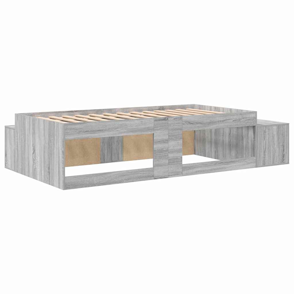 Storage Bed Frame with Drawer Grey sonoma 234 x 118 x 53.5 cm