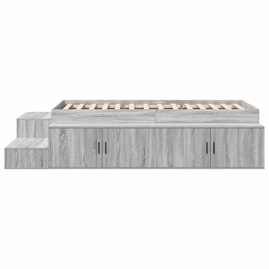 Storage Bed Frame with Drawer Grey sonoma 234 x 118 x 53.5 cm