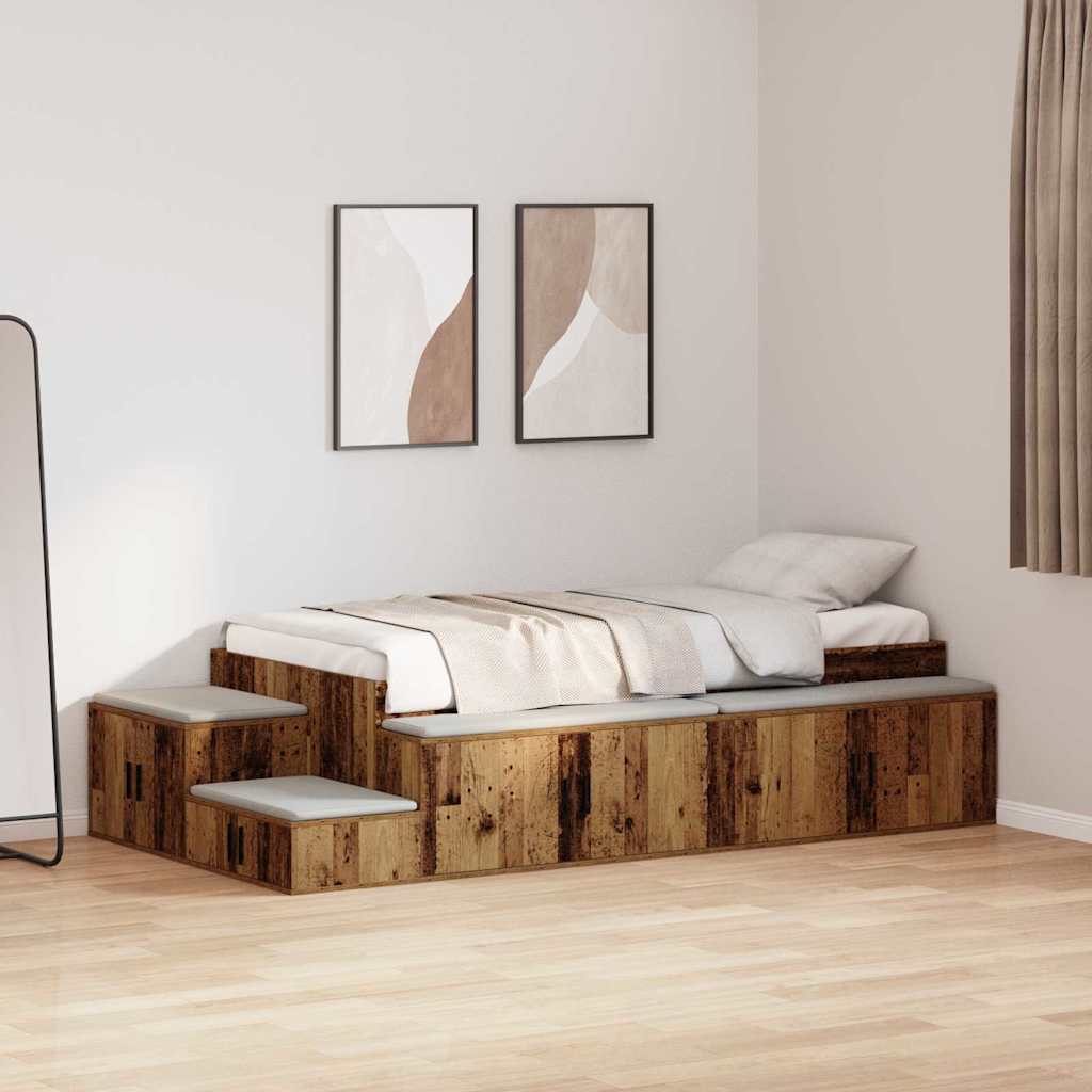 Storage Bed Frame Old wood 234 x 118 x 53.5 cm Engineered wood