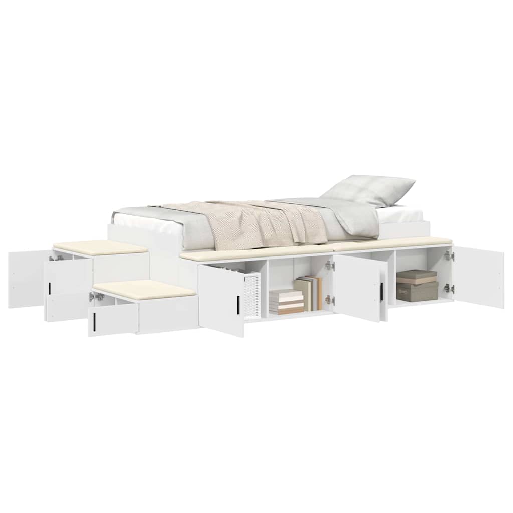 Storage Bed Frame White 234 x 103 x 53.5 cm Engineered wood