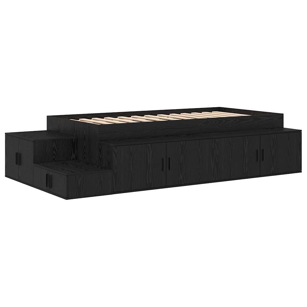 Storage Bed Frame Black oak 234 x 103 x 53.5 cm Engineered wood