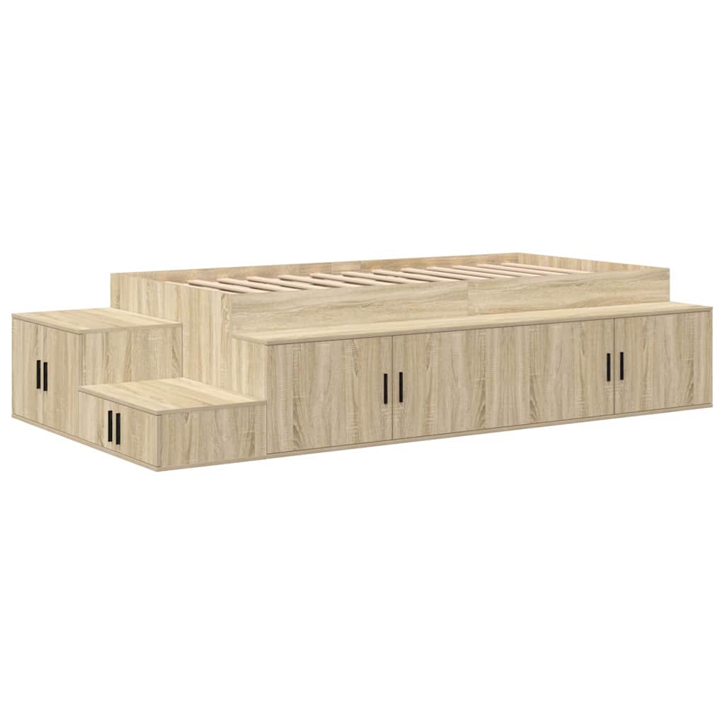 Storage Bed Frame with Drawer Sonoma Oak 234 x 103 x 53.5 cm