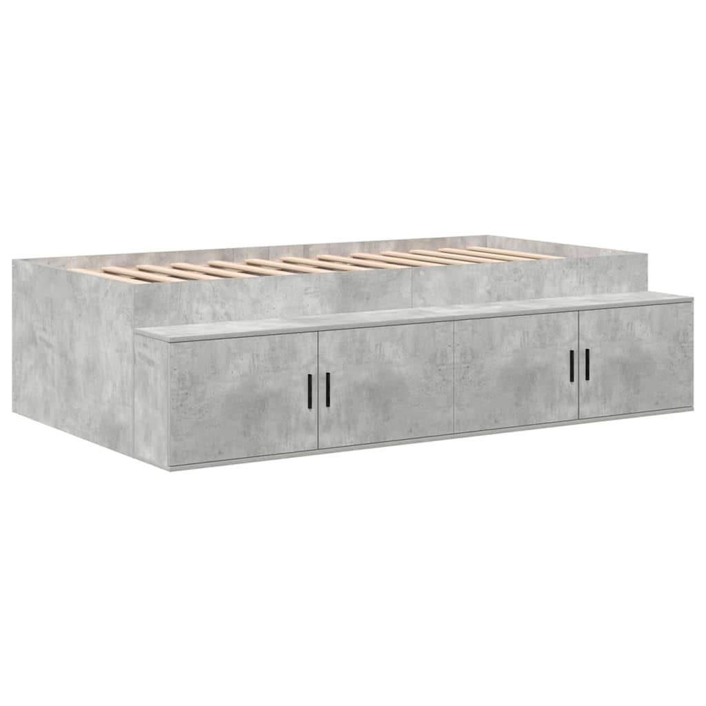 Storage Bed Frame with Drawer Concrete Grey 234 x 103 x 53.5 cm