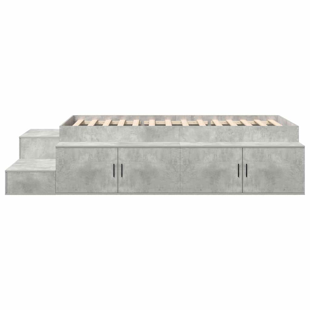Storage Bed Frame with Drawer Concrete Grey 234 x 103 x 53.5 cm