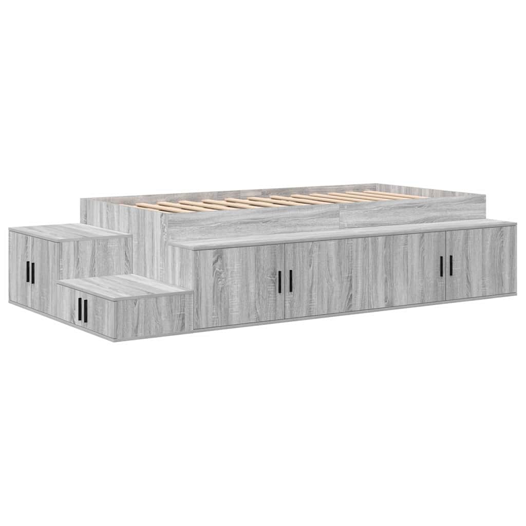 Storage Bed Frame with Drawer Grey sonoma 234 x 103 x 53.5 cm