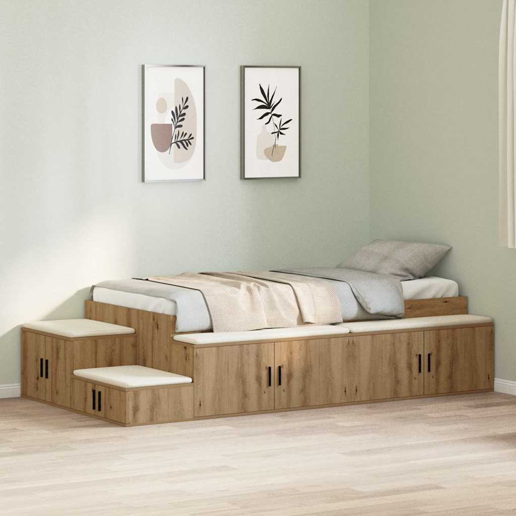 Storage Bed Frame with Drawer Artisan oak 234 x 103 x 53.5 cm
