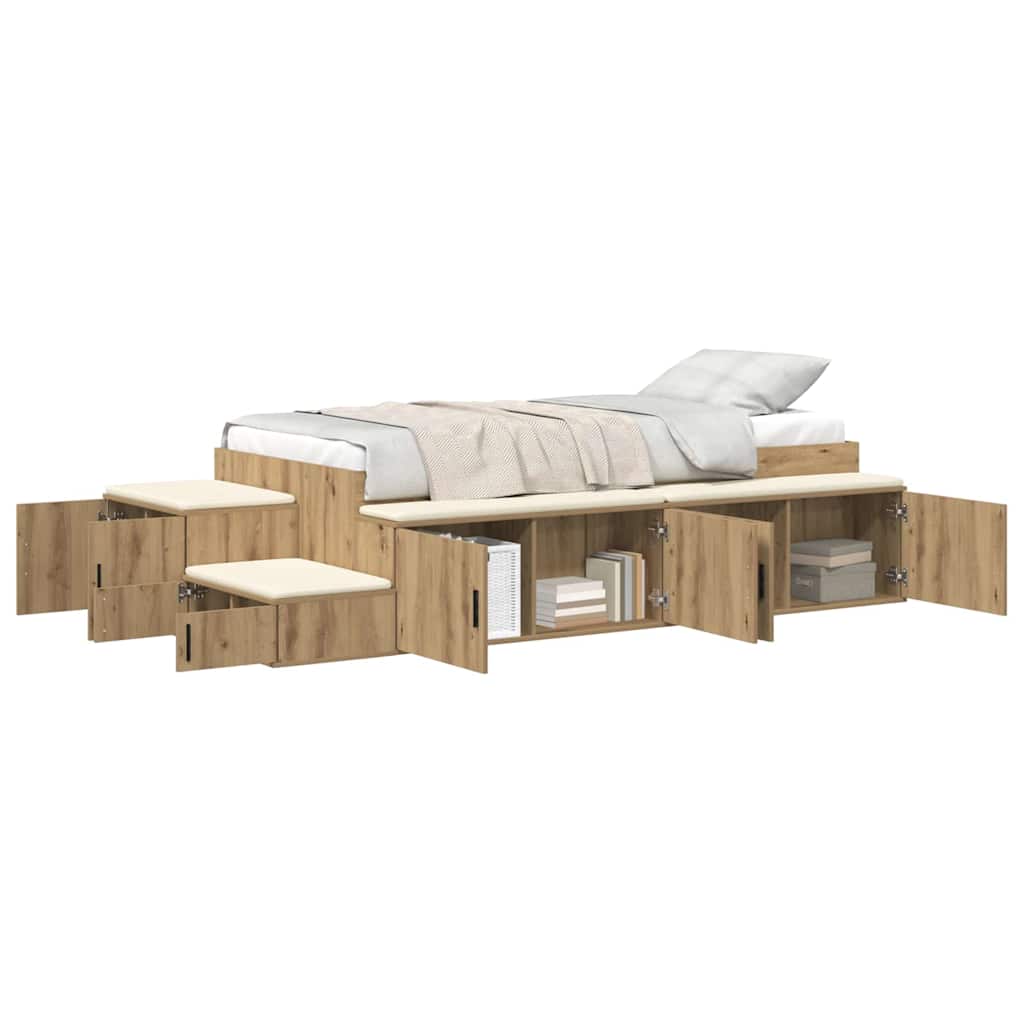 Storage Bed Frame with Drawer Artisan oak 234 x 103 x 53.5 cm