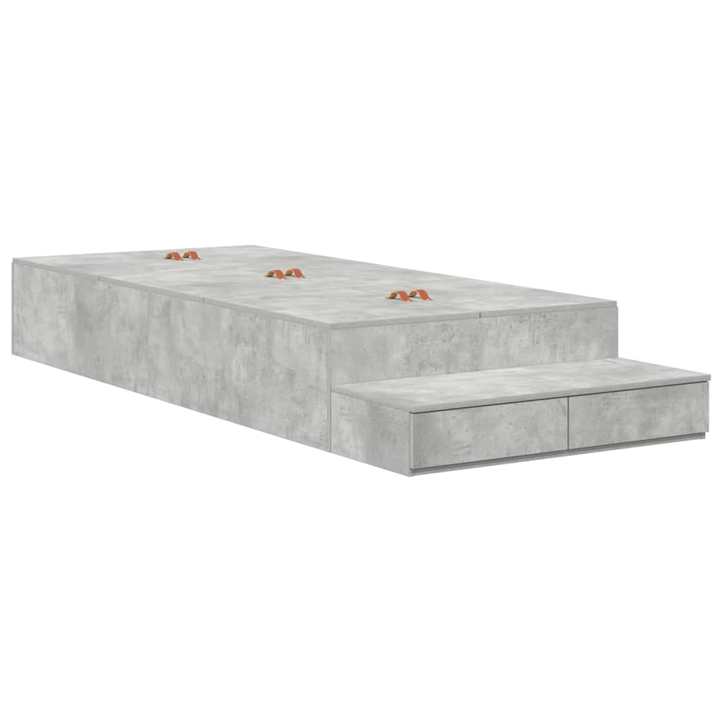 Storage Bed Frame with Door Concrete Grey 236.5 x 80 x 31.5 cm