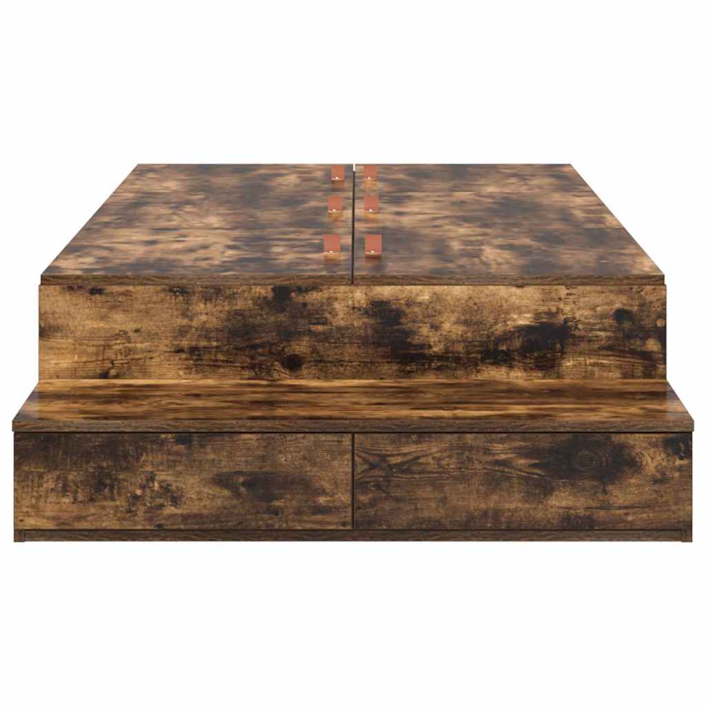 Storage Bed Frame with Drawer Smoked Oak 236.5 x 80 x 31.5 cm