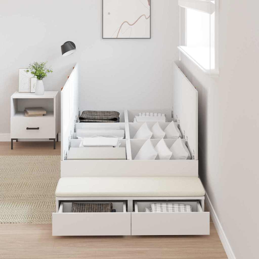 Storage Bed Frame White 236.5 x 90 x 31.5 cm Engineered wood