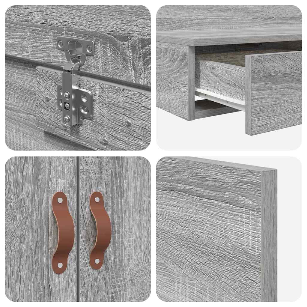 Storage Bed Frame with Drawer Grey sonoma 236.5 x 100 x 31.5 cm