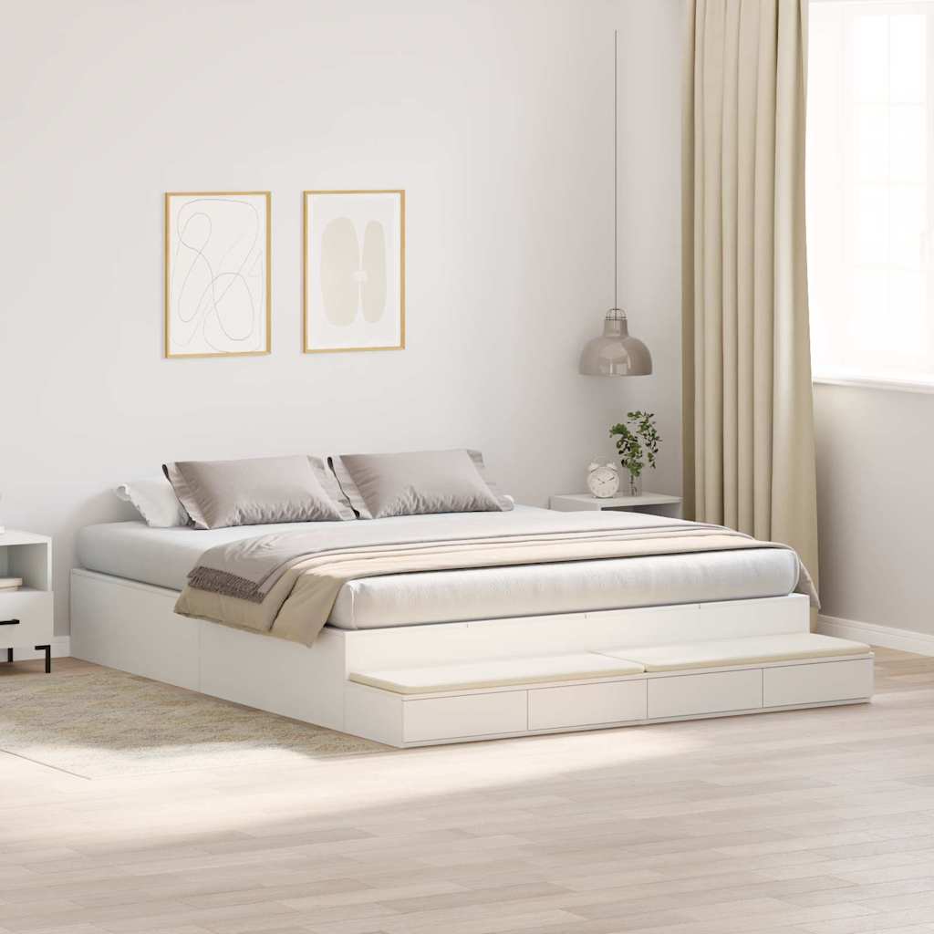 Storage Bed Frame White 236.5 x 200 x 31.5 cm Engineered wood