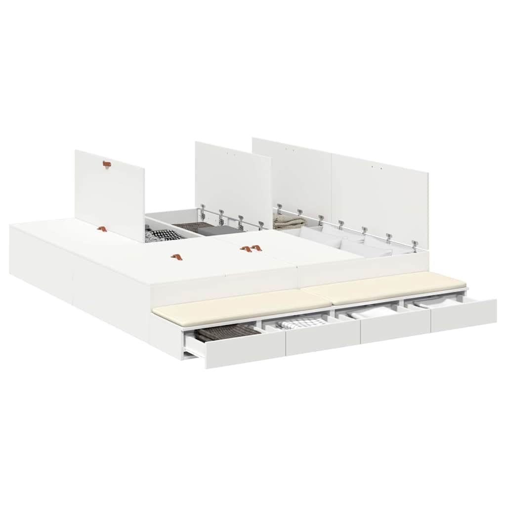 Storage Bed Frame White 236.5 x 200 x 31.5 cm Engineered wood