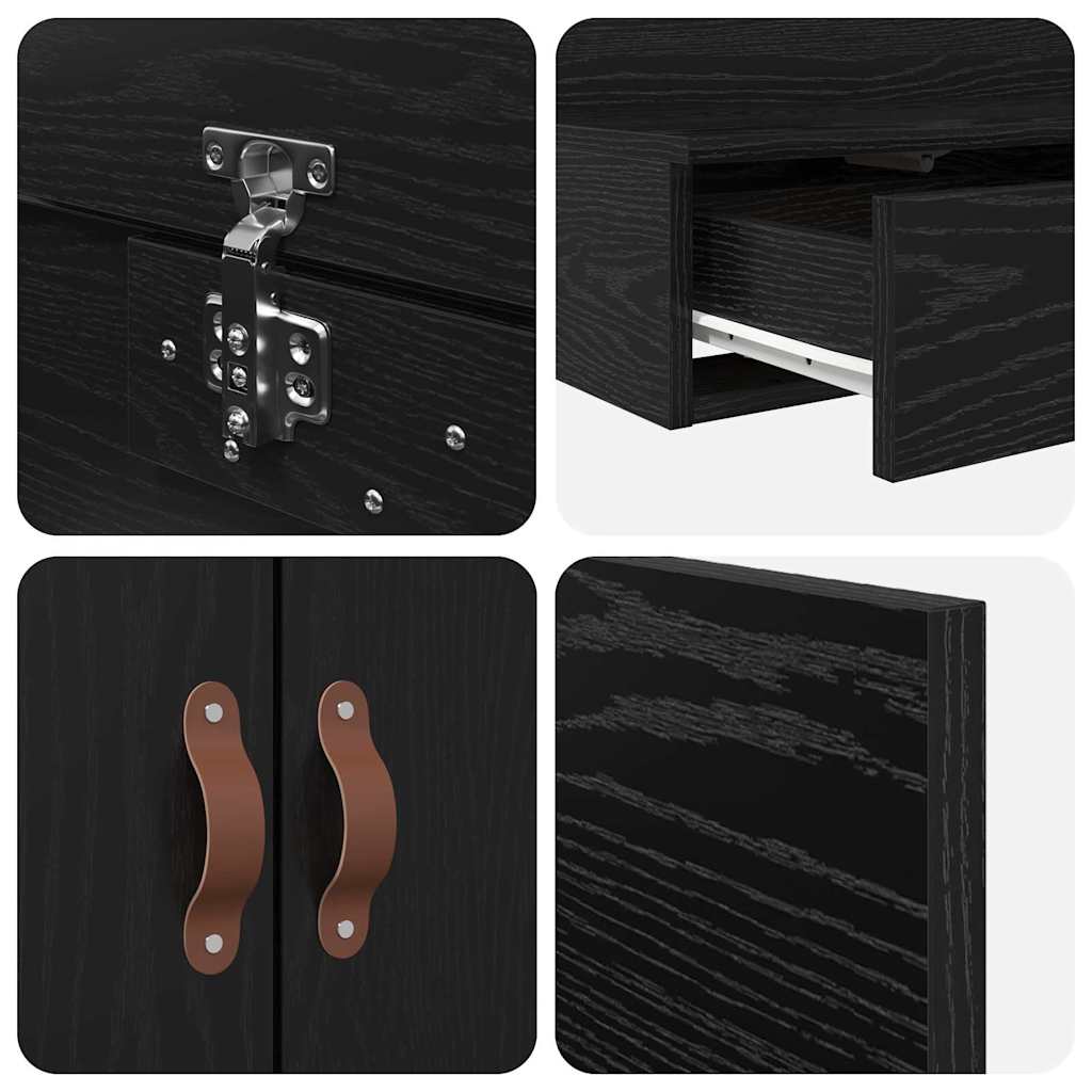 Storage Bed Frame with Drawer Black oak 236.5 x 200 x 31.5 cm