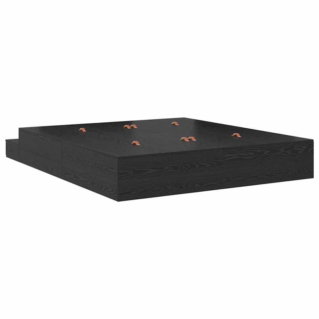 Storage Bed Frame with Drawer Black oak 236.5 x 200 x 31.5 cm