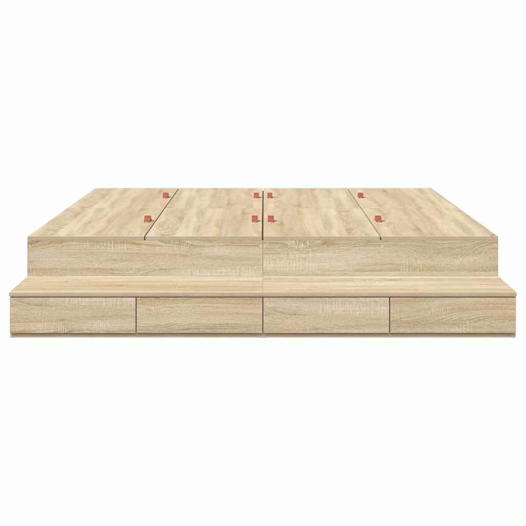 Storage Bed Frame with Drawer Sonoma Oak 236.5 x 200 x 31.5 cm