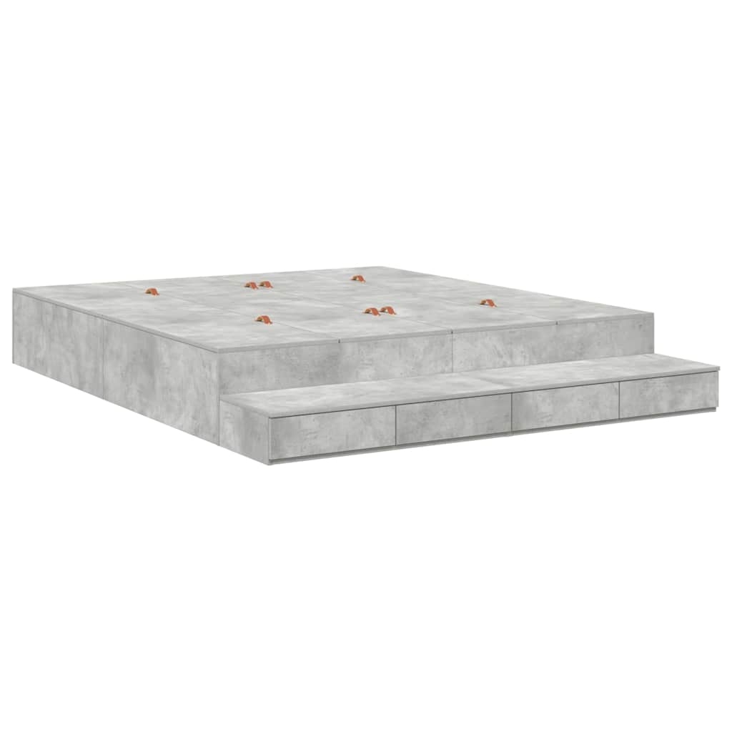 Storage Bed Frame with Door Concrete Grey 236.5 x 200 x 31.5 cm