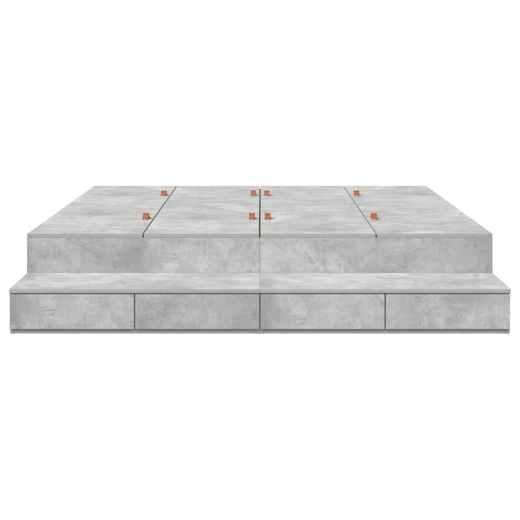 Storage Bed Frame with Door Concrete Grey 236.5 x 200 x 31.5 cm