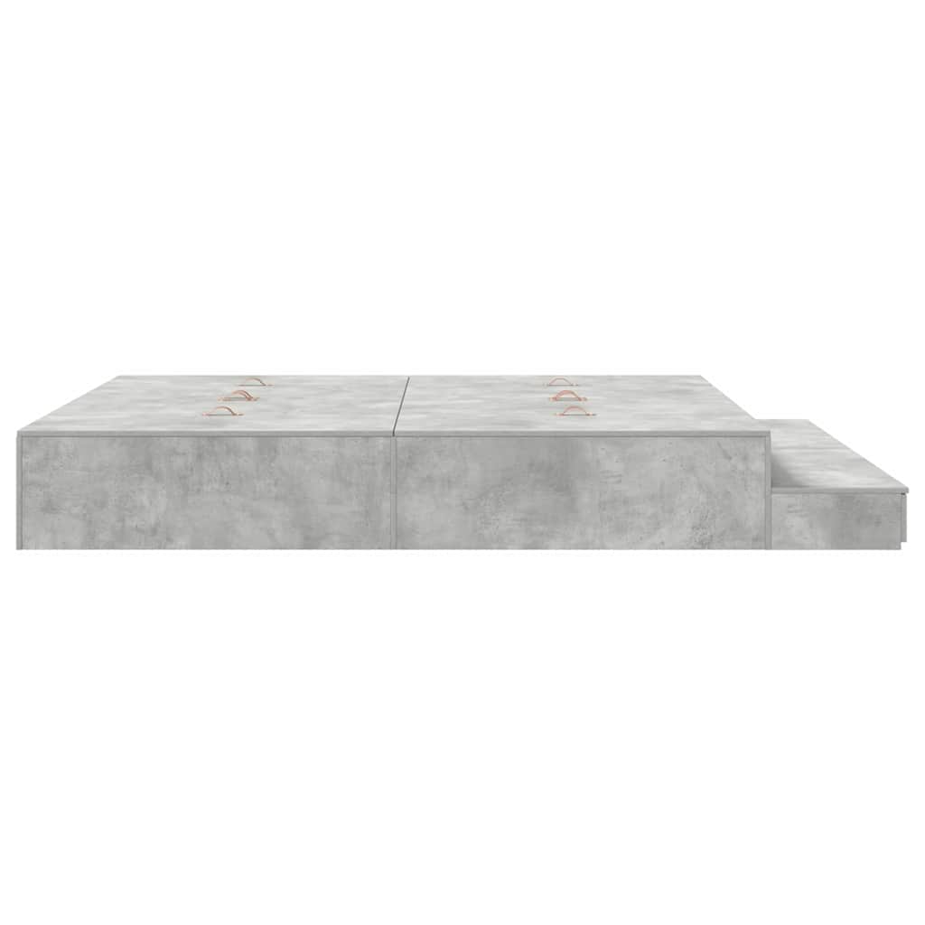 Storage Bed Frame with Door Concrete Grey 236.5 x 200 x 31.5 cm