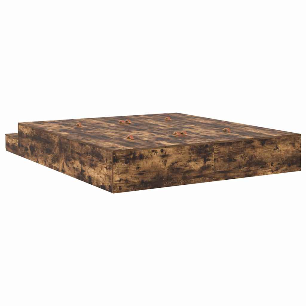 Storage Bed Frame with Drawer Smoked Oak 236.5 x 200 x 31.5 cm