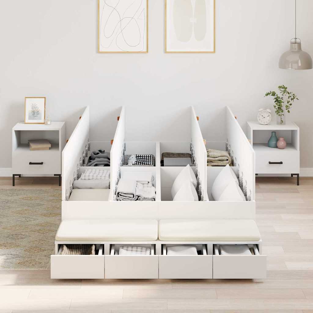 Storage Bed Frame White 236.5 x 120 x 31.5 cm Engineered wood