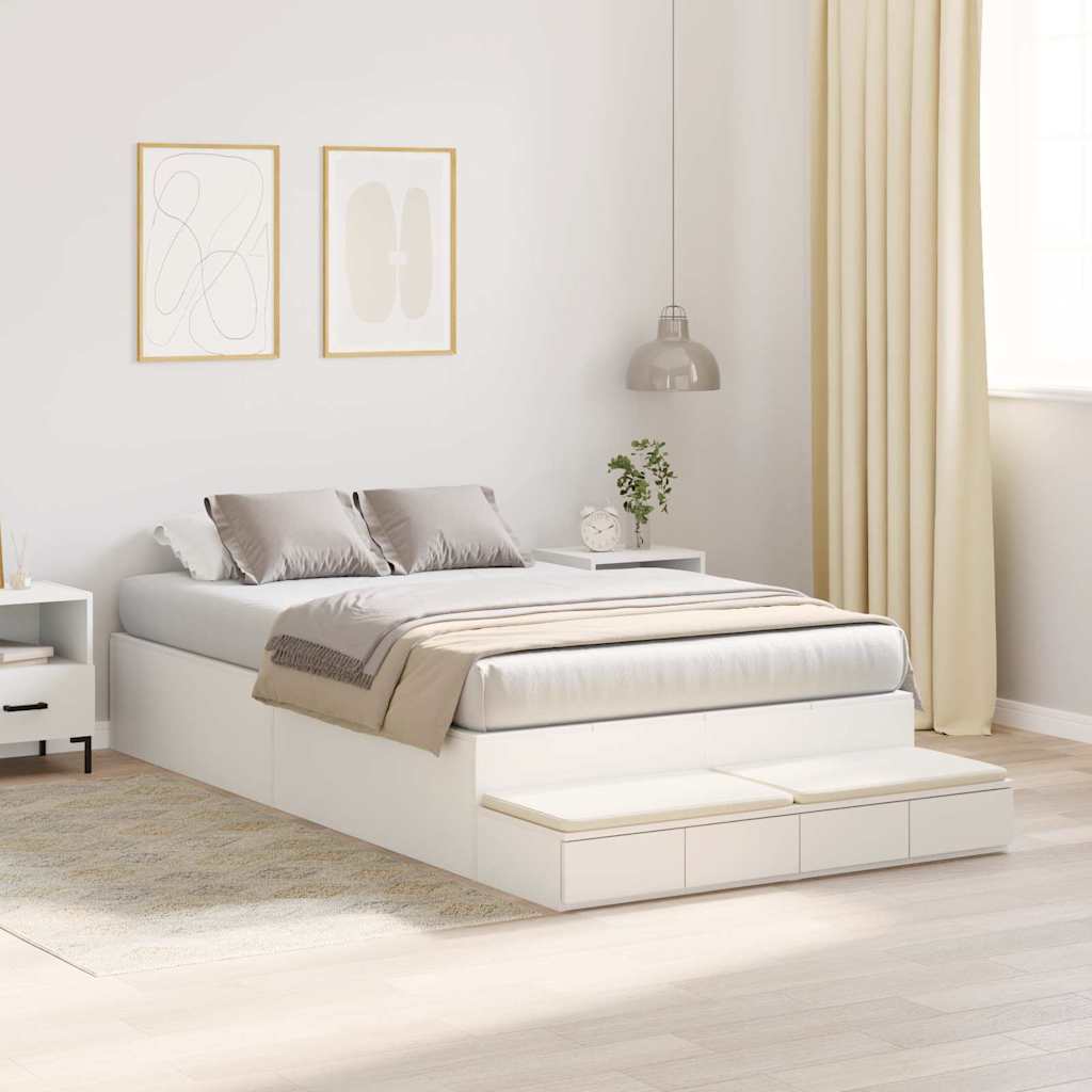 Storage Bed Frame White 236.5 x 120 x 31.5 cm Engineered wood