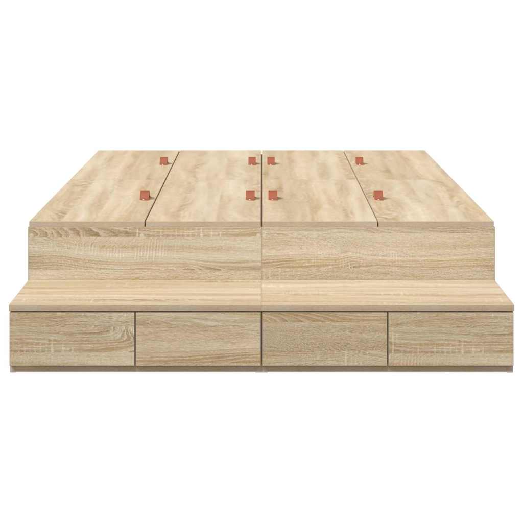 Storage Bed Frame with Drawer Sonoma Oak 236.5 x 120 x 31.5 cm