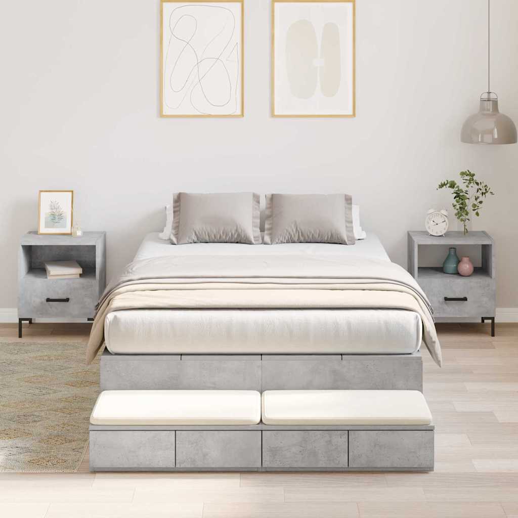Storage Bed Frame with Door Concrete Grey 236.5 x 120 x 31.5 cm