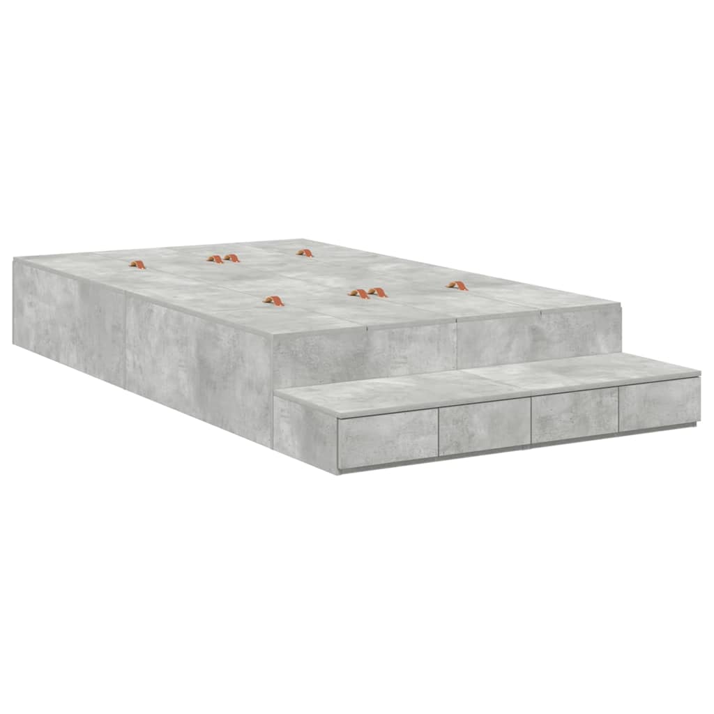 Storage Bed Frame with Door Concrete Grey 236.5 x 120 x 31.5 cm