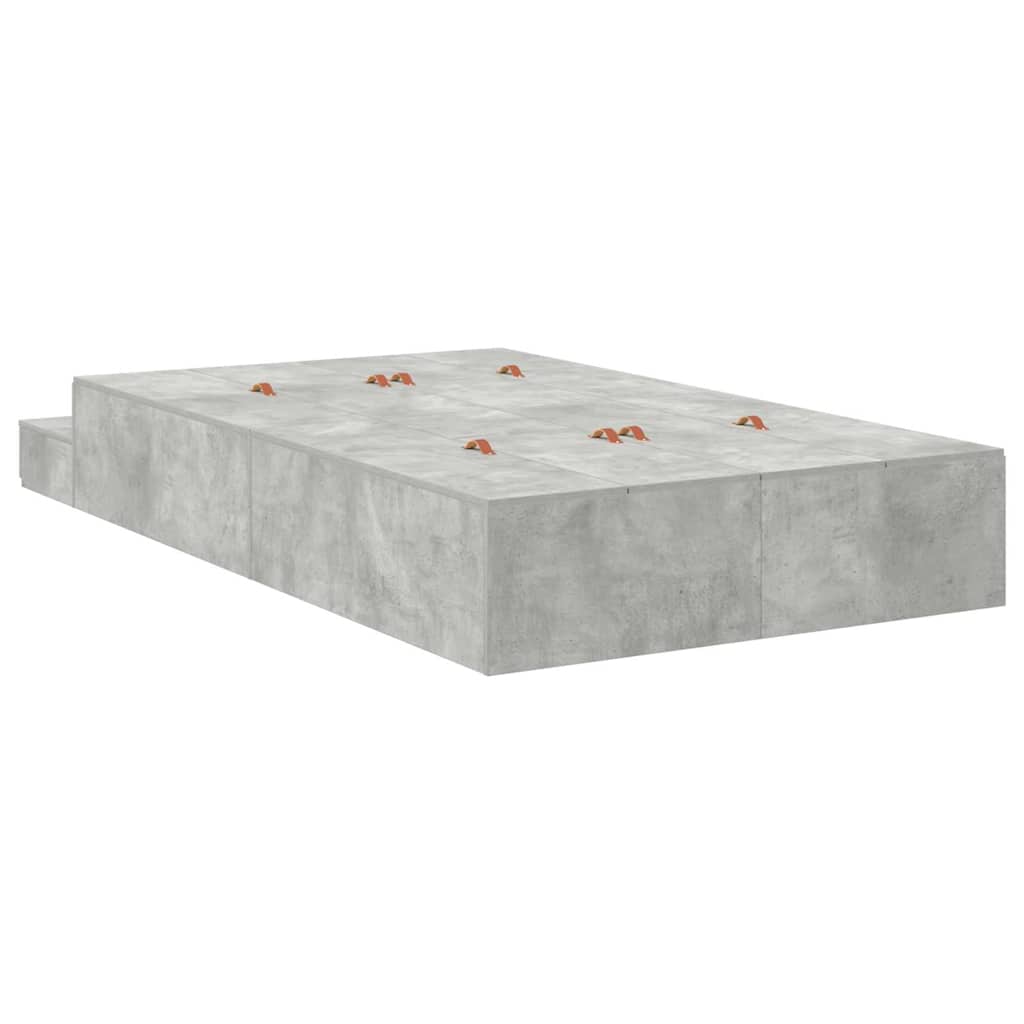Storage Bed Frame with Door Concrete Grey 236.5 x 120 x 31.5 cm