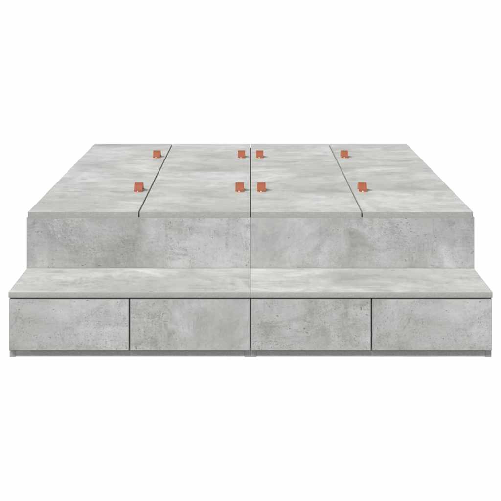 Storage Bed Frame with Door Concrete Grey 236.5 x 120 x 31.5 cm
