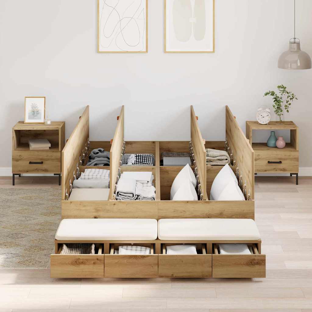 Storage Bed Frame with Drawer Artisan oak 236.5 x 120 x 31.5 cm