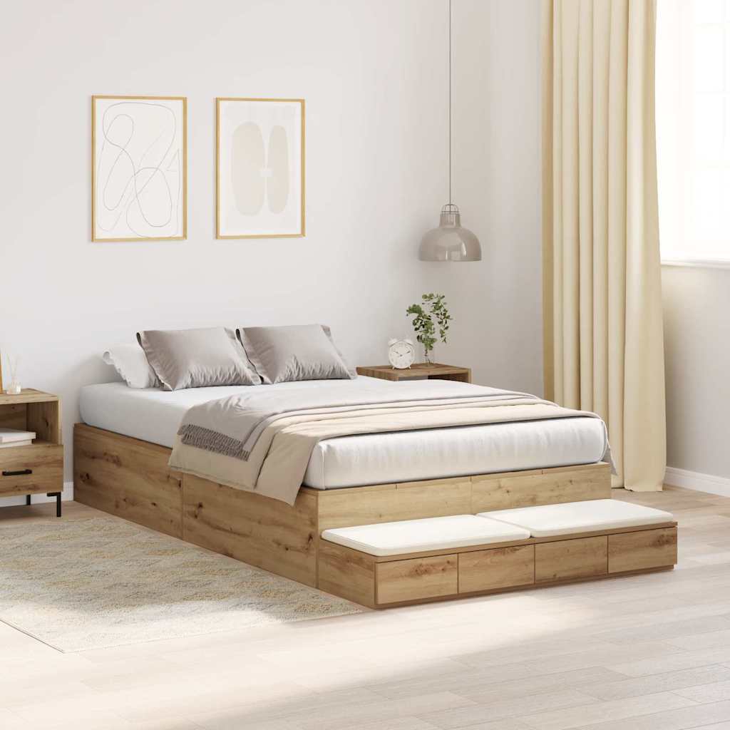 Storage Bed Frame with Drawer Artisan oak 236.5 x 120 x 31.5 cm