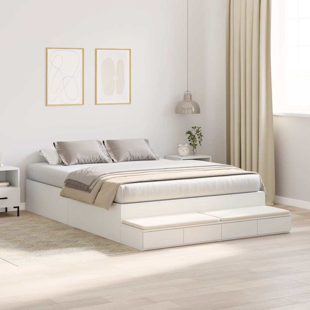 Storage Bed Frame White 236.5 x 140 x 31.5 cm Engineered wood