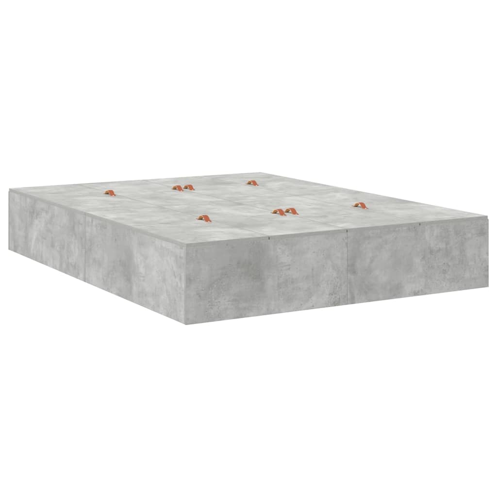 Storage Bed Frame with Door Concrete Grey 236.5 x 150 x 31.5 cm